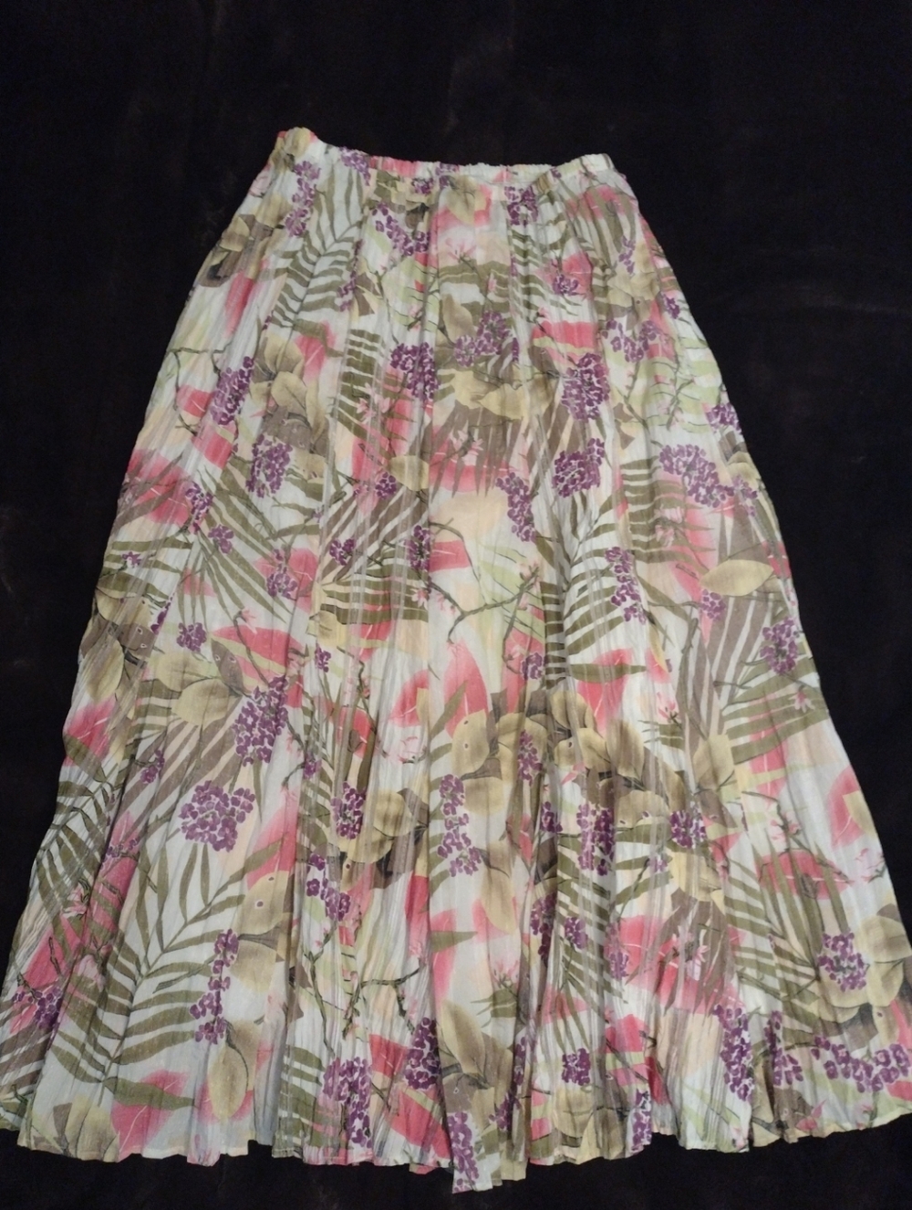 Vtg Sharon Young Womens L Floral Maxi Skirt Elastic Waist Lined Cottagecore Boho